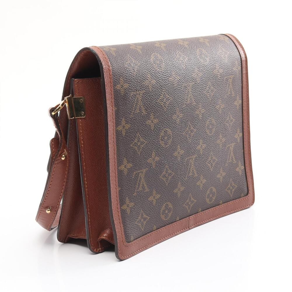 Louis Vuitton Raspail Monogram Shoulder Bag Canvas Leather Brown